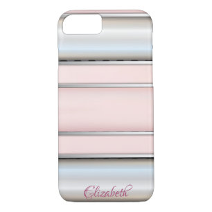 Trendy Cool Striped Silver - Personalised iPhone 8/7 Case