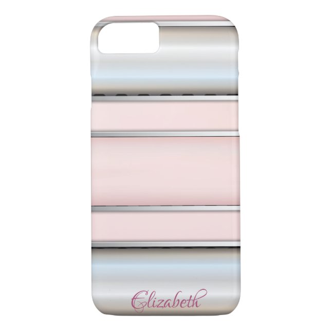 Trendy Cool Striped Silver - Personalised Case-Mate iPhone Case (Back)