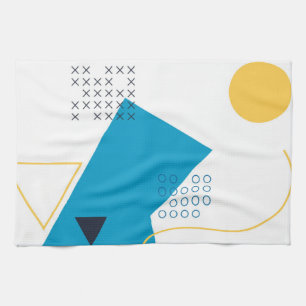 Trendy, cool, urban geometric Memphis illustration Tea Towel