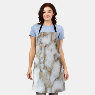 Trendy Cool White Gold Marble Stone Texture  Apron