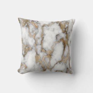 Trendy Cool White Gold Marble Stone Texture  Cushion