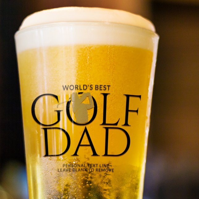 Trendy Cool "WORLD'S BEST GOLF DAD" Gold Pint Glass (Creator Uploaded)