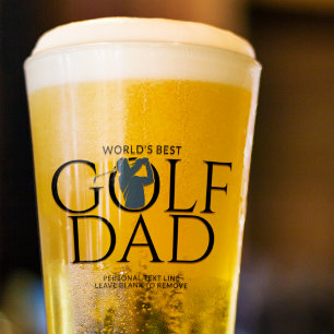 Trendy Cool "WORLD'S BEST GOLF DAD" Navy Blue Pint Glass