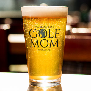 Trendy Cool "WORLD'S BEST GOLF MOM" Navy Blue Pint Glass
