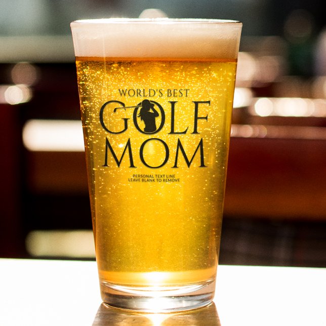 Trendy Cool "WORLD'S BEST GOLF MOM" Pint Glass (Creator Uploaded)