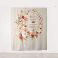 Trendy copper blush burgundy flowers 50 birthday
