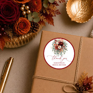 Trendy copper boho autumn bridal shower sticker