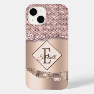 Trendy Copper Diamonds Monogram Case-Mate iPhone 14 Case