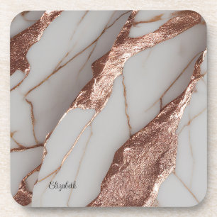 Trendy Copper Glitter Marble Coaster