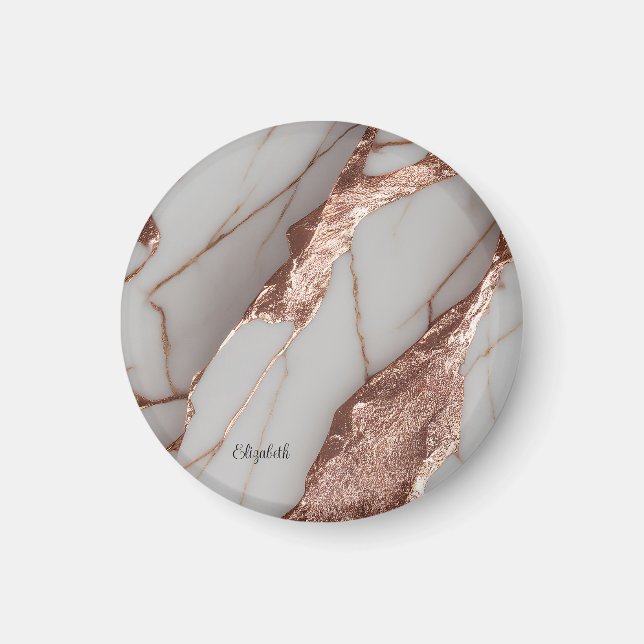 Trendy Copper Glitter Marble Magnet (Front)