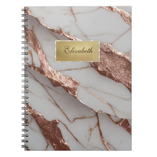 Trendy Copper Glitter Marble Notebook