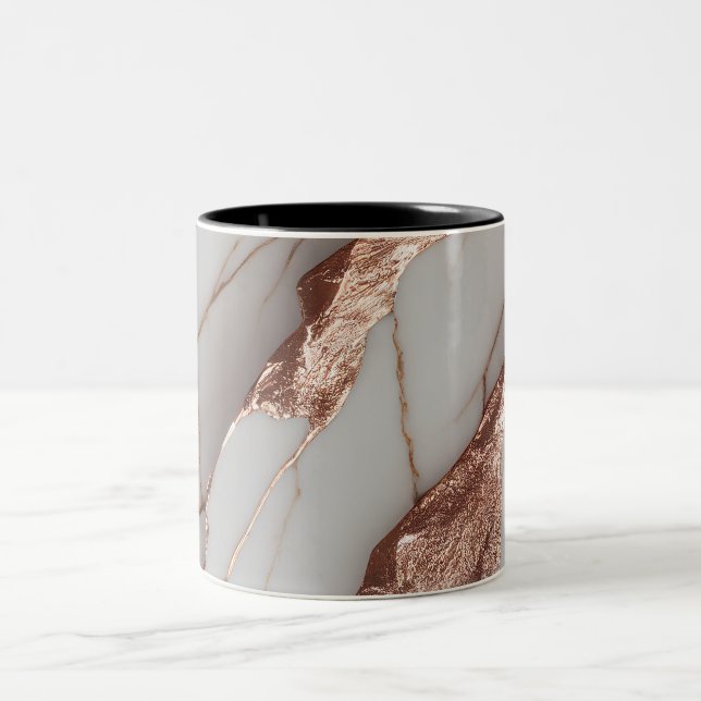 Trendy Copper Glitter Marble Two-Tone Coffee Mug (Center)