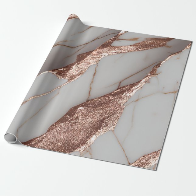 Trendy Copper Glitter Marble Wrapping Paper (Unrolled)