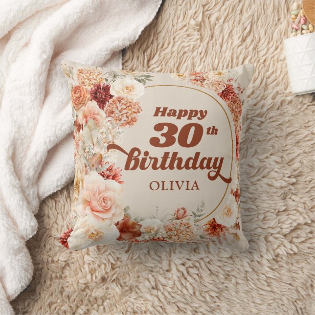 Trendy copper hydrangea and roses autumn  cushion (Blanket)