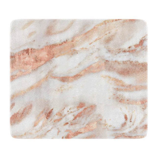 Trendy Copper Rose Gold Metallic Marble Cutting Board (Front)
