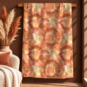 Trendy Copper Sage Green Tie Dye Fall Blanket