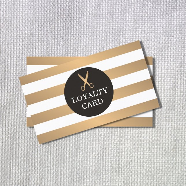 Trendy Copper Striped Grey Hair Salon Loyalty Card (Creator Uploaded)