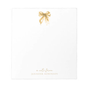 Trendy Coquette Bow Gold w/ Name Notepad