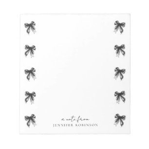 Trendy Coquette Bows Black w/ Name Notepad