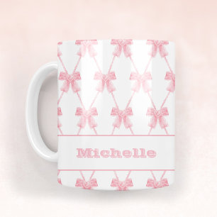 Trendy Coquette Bridesmaid Pink Bow  Coffee Mug