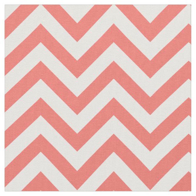 Trendy Coral Chevron Pattern Fabric (Close Up)