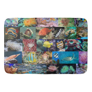 Trendy Coral Reef Marine Life: Fish and Animals Bath Mat