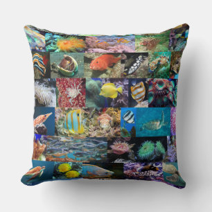 Trendy Coral Reef Marine Life: Fish and Animals Cushion
