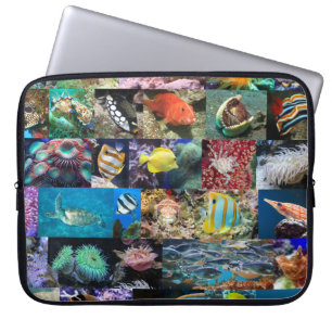 Trendy Coral Reef Marine Life: Fish and Animals Laptop Sleeve