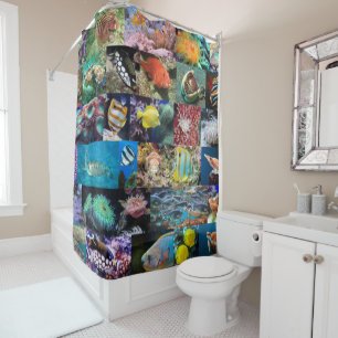 Trendy Coral Reef Marine Life: Fish and Animals Shower Curtain
