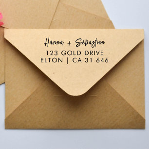 Trendy Couple Script Wedding Address Self-inking Stamp