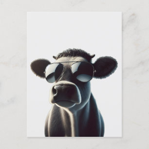 Trendy Cow in Sunglasses Postcard