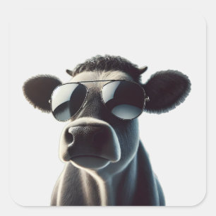 Trendy Cow in Sunglasses Square Sticker