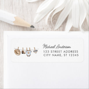 Trendy Cowboy Western Baby Shower Return Address   Label