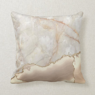 Trendy Cream Marble Stone Texture Gold Touch Cushion