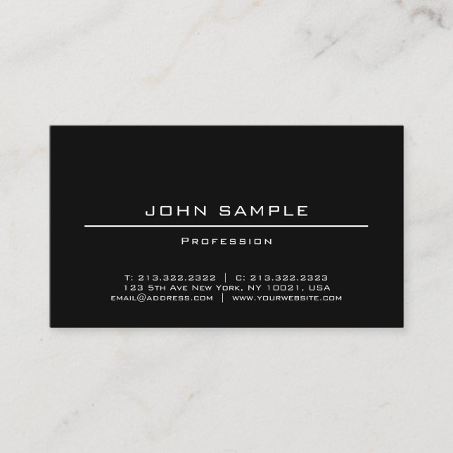 Trendy Creative Minimalist Black And White Simple Business Card (Front)