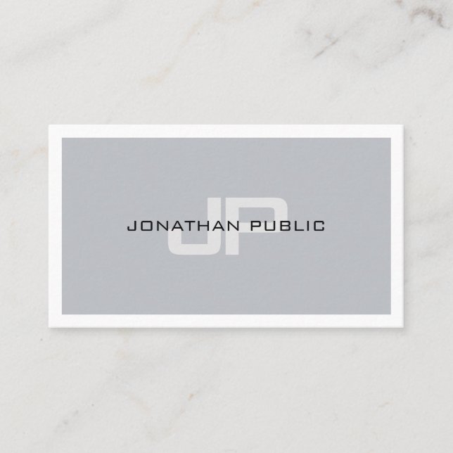 Trendy Creative Monogrammed Plain Professional Business Card (Front)