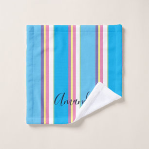 Trendy Cursive Monogrammed Rainbow Bath Towel Set