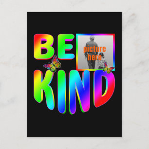 TRENDY CUSTOM BE KIND COLORFUL RAINBOW BUTTERFLIES POSTCARD