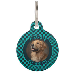 Trendy Custom Cat Lover Present Square Motif Pet Tag