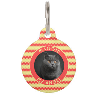 Trendy Custom Cat Mum Gift Chevron Geometry Pet Tag