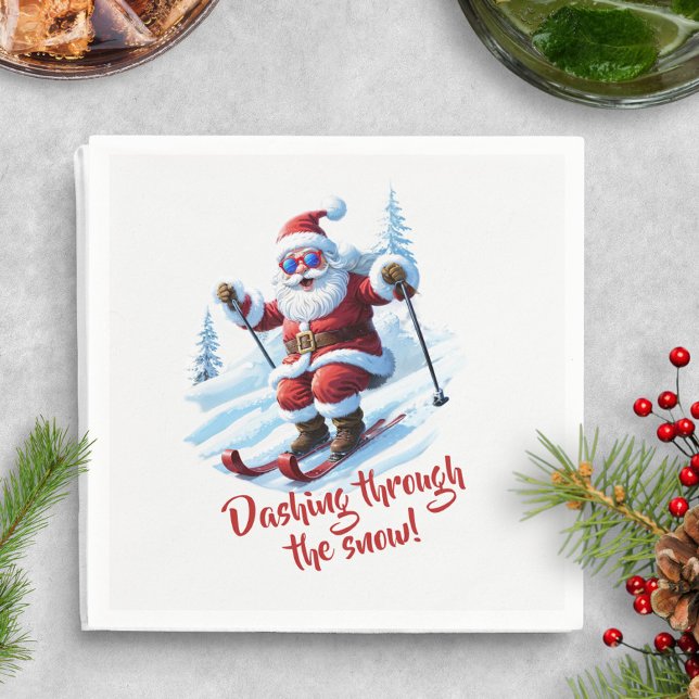 Trendy Custom Cute Red Santa Claus Funky Christmas Napkin (Creator Uploaded)