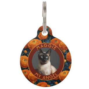 Trendy Custom Dog Dad Gift Ranunculus Motif Pet Tag