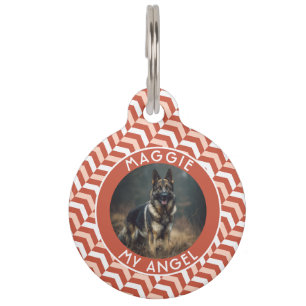 Trendy Custom Dog Mum Gift Abstract Chevron Patter Pet Tag