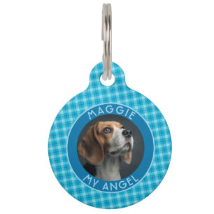 Trendy Custom Fur Parent Gift Gingham Pet Tag