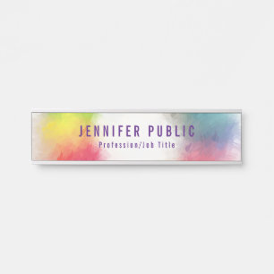 Trendy Custom Modern Elegant Rainbow Colours Door Sign