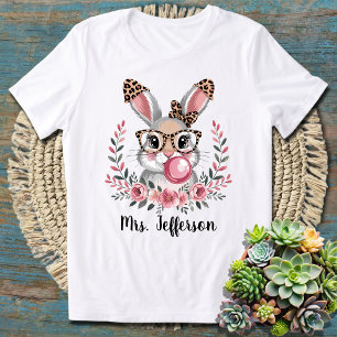 Trendy Custom Name Easter Bunny Pink Bubblegum T-Shirt