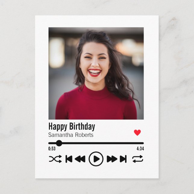 Trendy Custom Name Happy Birthday Photo Postcard (Front)