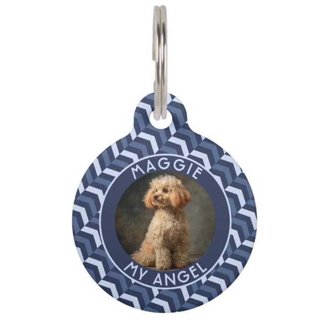 Trendy Custom Pet Owner Gift Chevron Pattern Tag (Front)