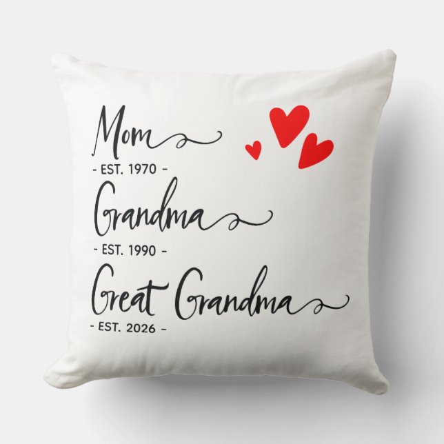 Trendy Custom Year Mom Grandma Great Grandma Cushion (Front)