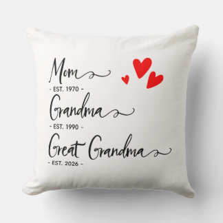 Trendy Custom Year Mum Grandma Great Grandma Throw Cushion